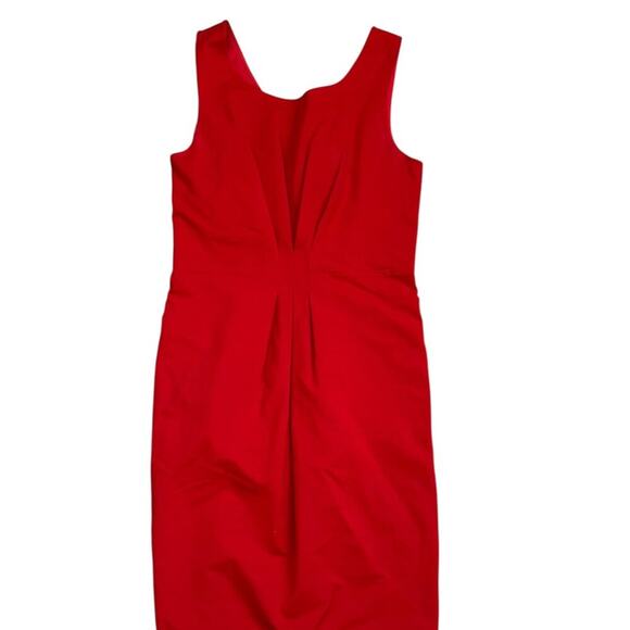 Pink Tartan Red Sheath Dress Gold Back Zip Stretch Bodycon Sleeveless Size 6 - Picture 8 of 12
